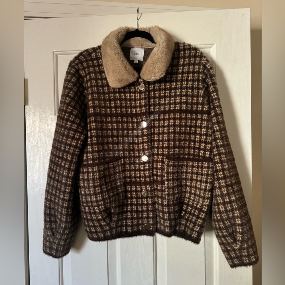 Cyrus Brown Plaid Jacket/Sweater